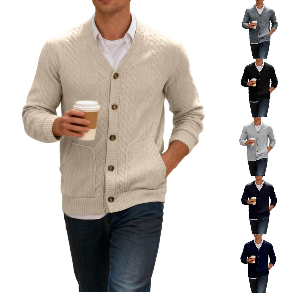 Men's Cardigan Buttoned Knit Jacket Slim Fit Jacket