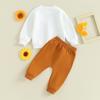 Toddler Boys Birthday Outfits 6M 12M 18M 24M 3Y Letter Print Long Sleeve Sweatshirts and Solid Color Long Pants 2Pcs Clothes Set