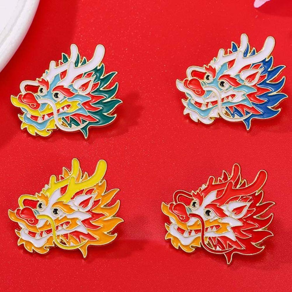 Dragon Head Dragon Year Brooch Dragon Year Cartoon Pin Brooch Dragon Head Brooch  Kids Gift