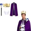 PESENAR Halloween König Prinz oder Königin Robe Roter Umhang Umhang Krone Zauberstab Kostüm Set mit Königskrone Stirnband