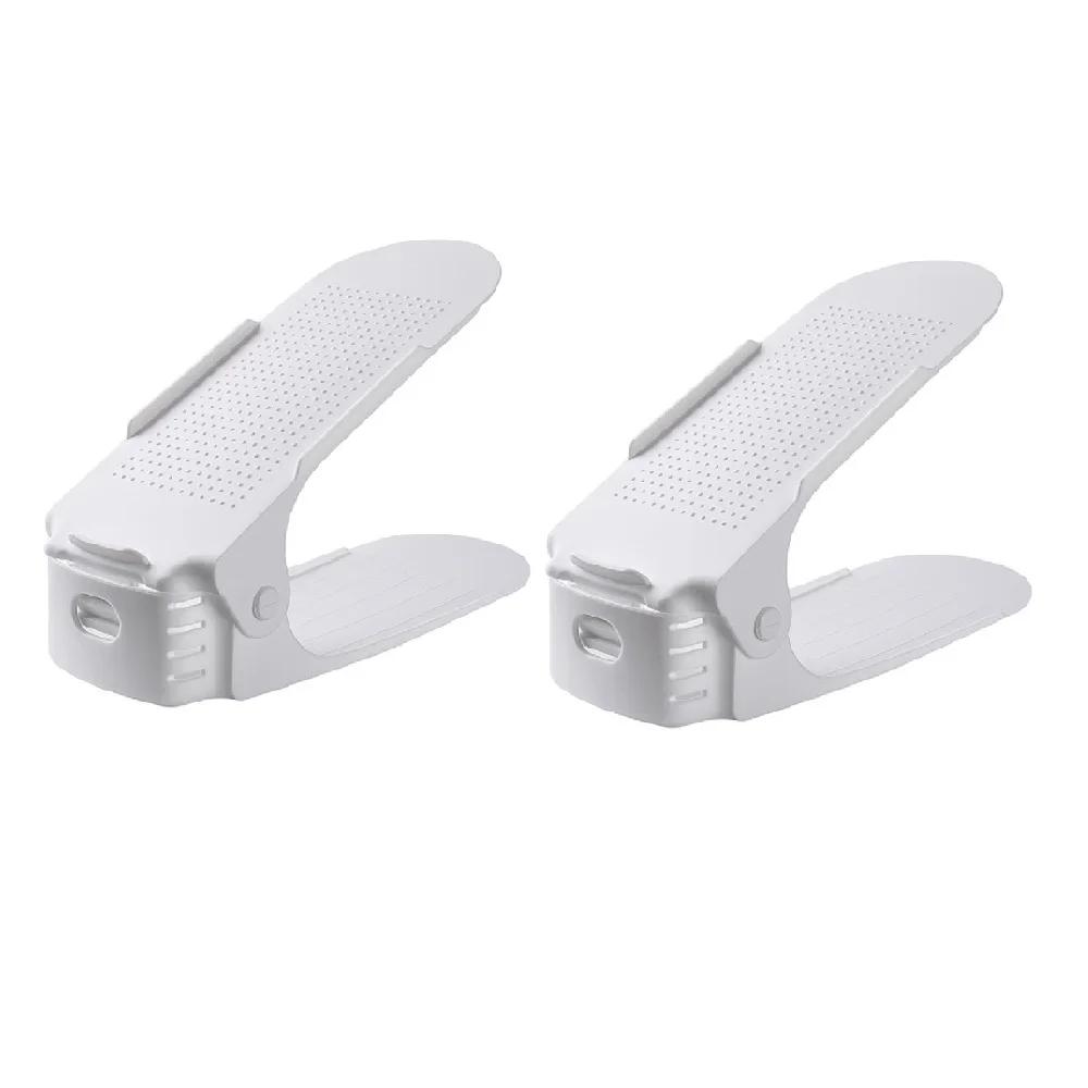 Двухуровневая полка для обуви регулируемая креативная полка для обуви подставка для хранения обуви двухуровневый держатель для обуви органайзер для дома 1146₽