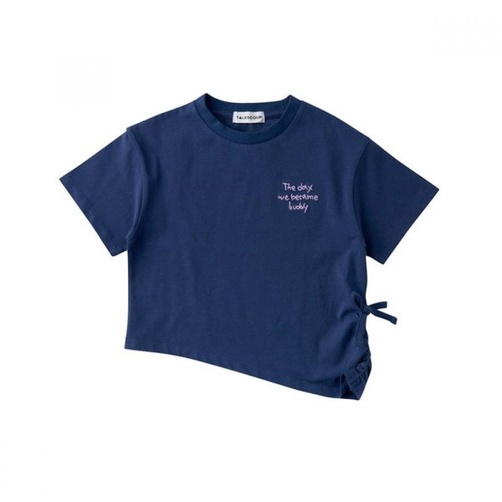 LiTTle Ground HearT Unbalanced Shirring T shirT 76124 332 02 NAVY/110