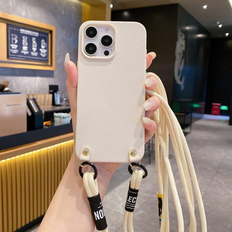 Modny pokrowiec na ramię z TPU, miękki, na iPhone'a 16 Pro Max 15 Plus 14 Pro 13 12 11, prosty pasek, odporny na wstrząsy, matowy, smukły pokrowiec na telefon