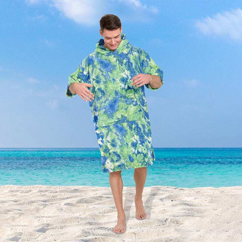 Schnelltrocknendes Batik-Kapuzenbadetuch & Bademantel zum Surfen, Schwimmen & für den Strand