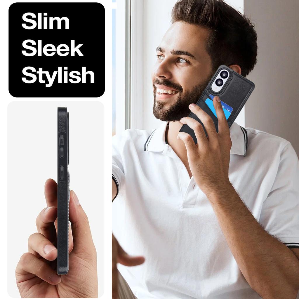 For Samsung Galaxy S25 Edge Case Card Slot Slim-Fit PU+TPU Mobile Cover