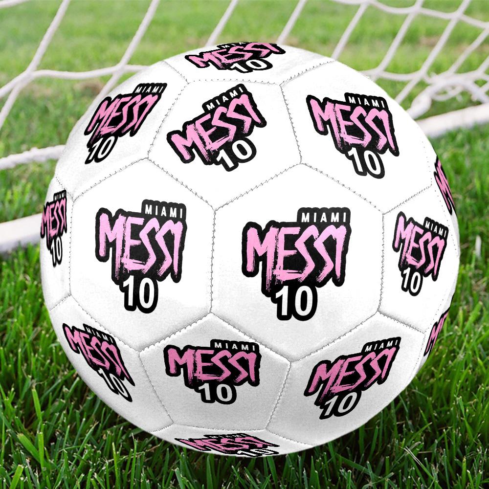 Colorful Messi Logo Design Soccer Ball Size 5 Football Machine Sewn Indoor/Outdoor Universal Football Ideal for Soccer Enthusiasts