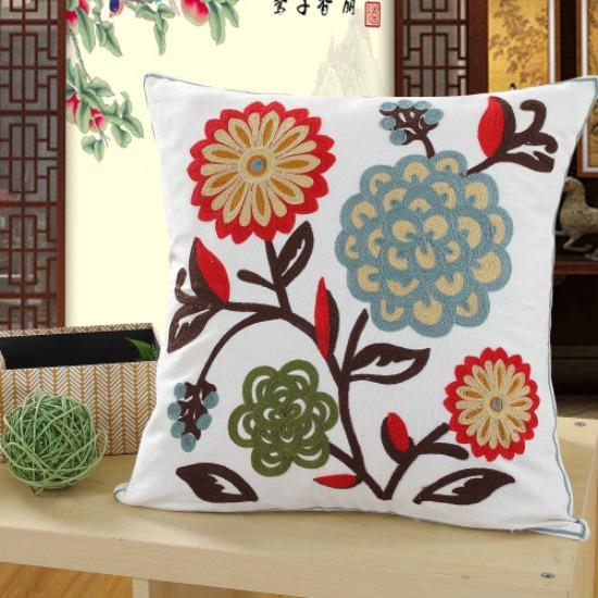 Cotton Embroidery Sofa Cushion Cover Cartoon Pillow Bed Bedside Pillow