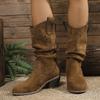 Women's Vintage Round Toe Boots, Wrinkled Stacked Martin Boots, Chunky Heel Wholesale Booties for Women
