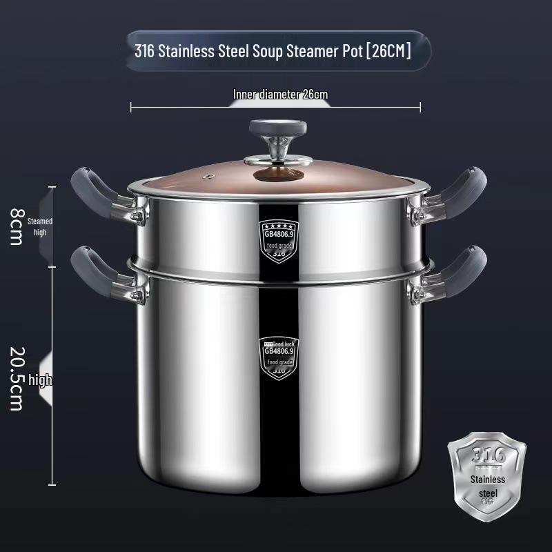 Extra Deep 316 Stainless Steel Stewing & Soup Pot - Food Grade, Large Capacity, Thick & Durable