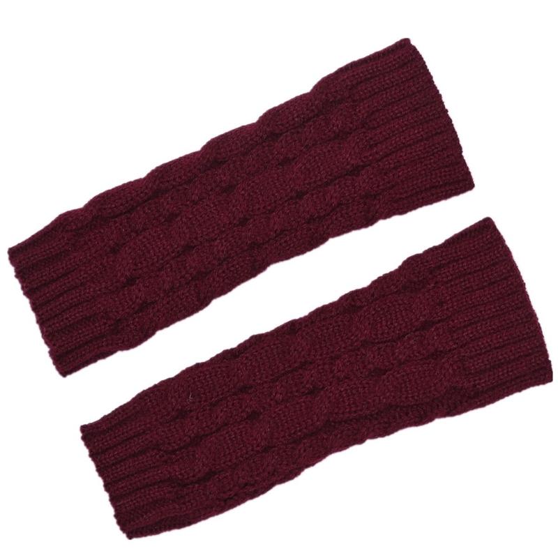 Comfortable Winter Arm Sleeves Fingerless Gloves Soft Acrylic Fibre Cable Knit Gloves For Outdoor Daily Use And Sport