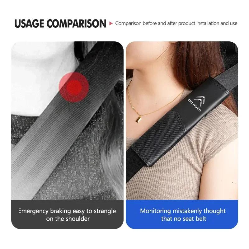 Car Seat Belt Protection Shoulder Pad Spliced Carbon Fibre Strap For Citroen C5 C1 C2 C6 C4L DS3 DS4 DS5 C-Elysee Grand Berlingo ajx256
