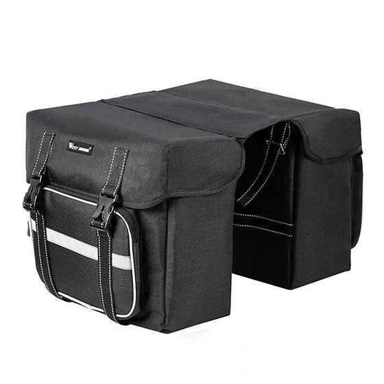 WEST BIKING Bicycle Rear Seat Bag 25L Large Capacity Outdoor Luggage Carrier Bags Cycling MTB Road Bike Trunk Double Pannier Bag 25L Black