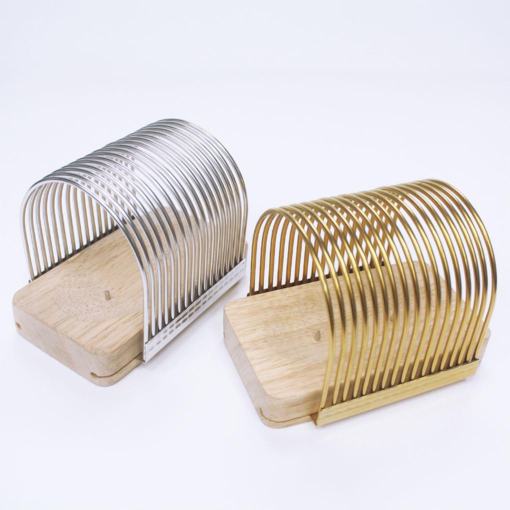 High Hardness Kitchen Slicer With Fixed Base For Uniform Toast Cutting Wooden Seat Toast Slicer