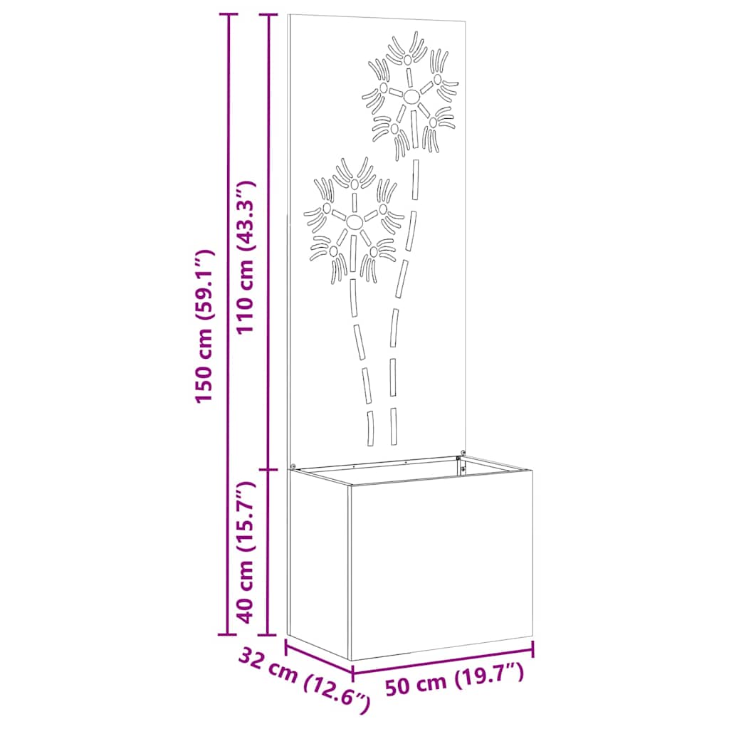 Garden Privacy Screen Canvas Floral White 50 X 150 Cm