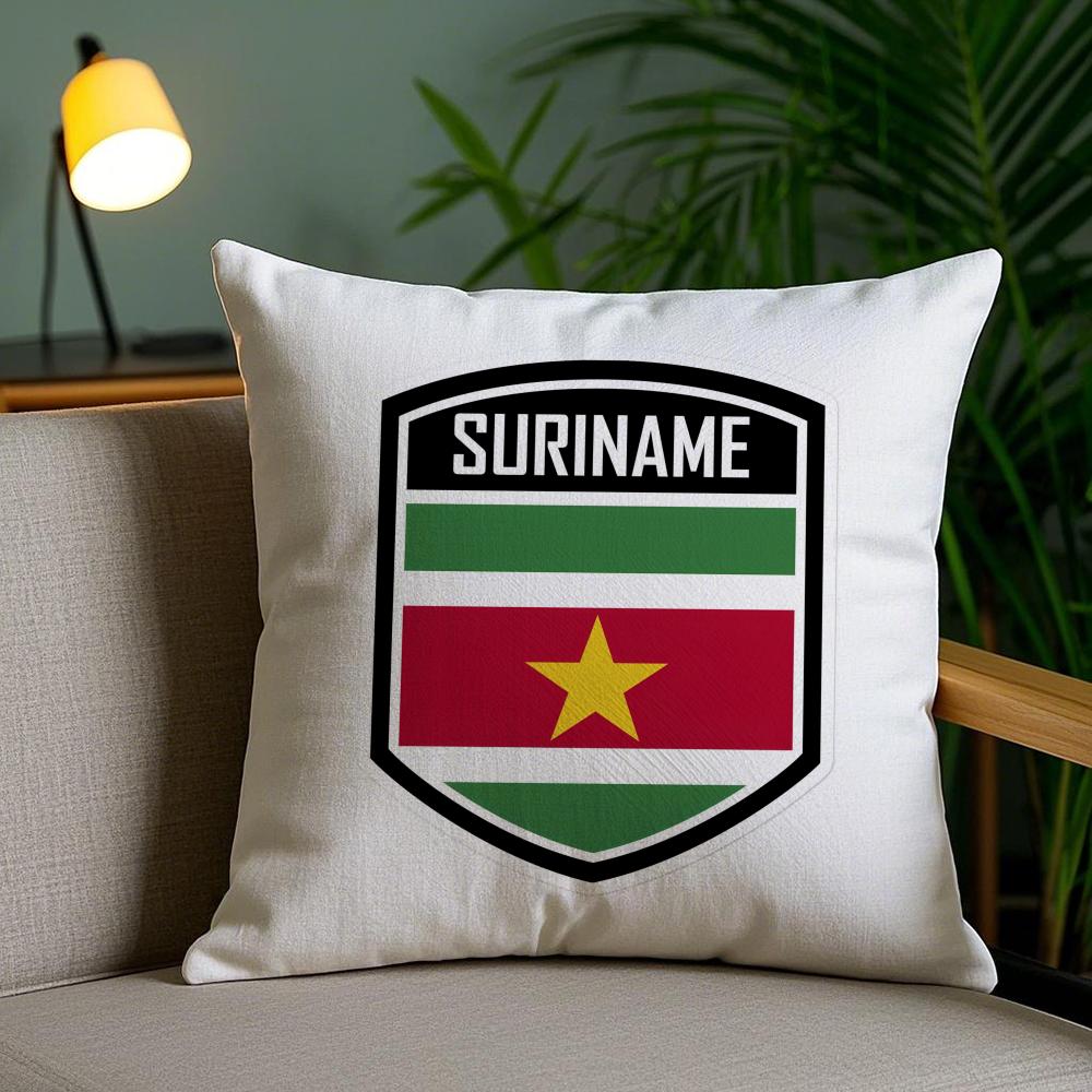 Suriname Flag Cushion Cover Soft Short Plush Double-Sided Printing Home Decor Machine Washable Pillow Case Gift
