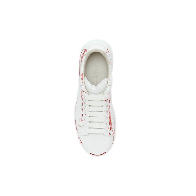 Alexander McQueen Men's Oversized Casual Low-Top Sneakers Leather White Red 662642WIA4Q9676