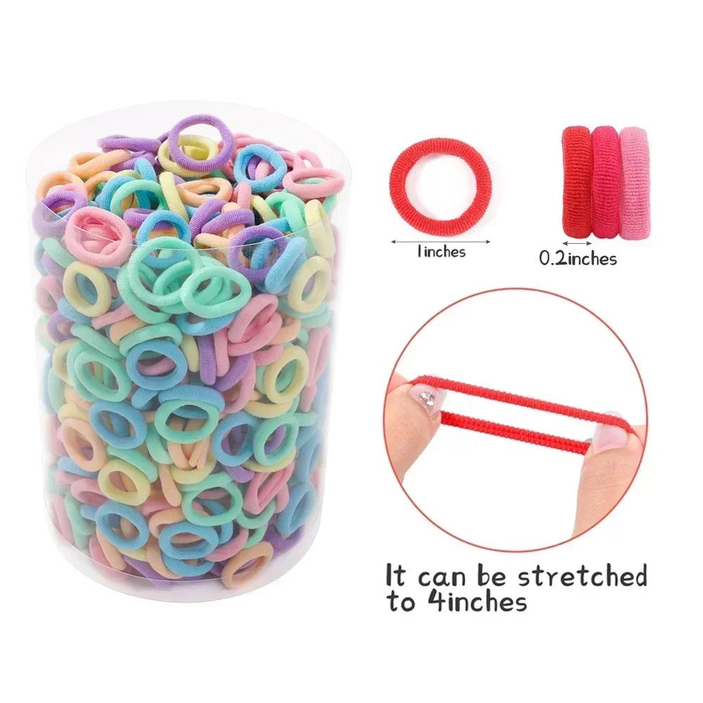 100/200 Pezzi Elastici Colorati in Nylon per Capelli da Donna e Ragazza, Elastici per Coda di Cavallo, Piccolo Elastico per Capelli, Elastici di Gomma, Scrunchie, Accessori per Capelli