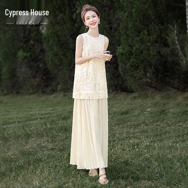 Elegant Faux Two-Piece Patchwork A-Line Maxi Dress L