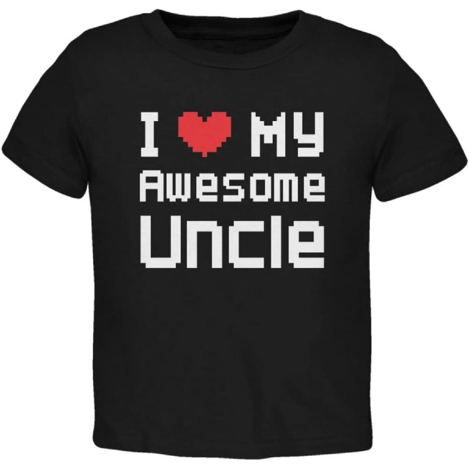 I Heart My Awesome Uncle 8 Bit Pixel Black Toddler T-Shirt S