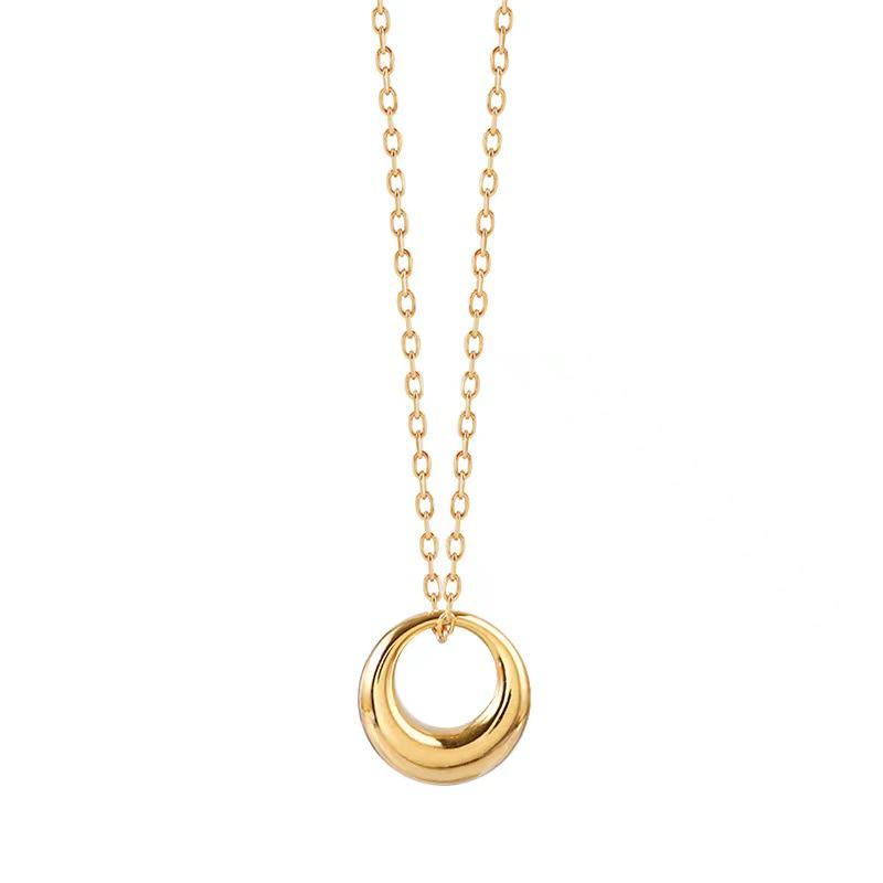 Exquisite Summer Gold Circle Necklace – Trendy, Non-Fading, High-End Design for Women