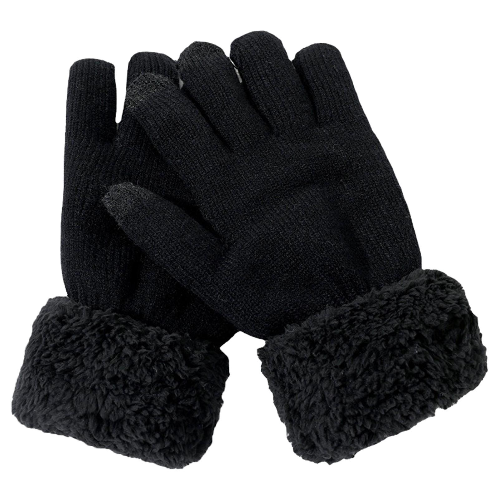

Зимние двойные вязаные перчатки, которые можно использовать для экранных игр на мобильном телефоне, холодные теплые перчатки, перчатки для путешествий и верховой езды чёрный