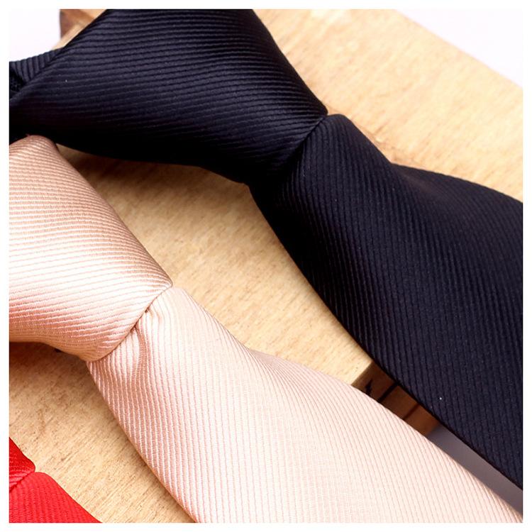Narrow Tie No Knots Tooling Administrative Men'S And Women'S Plain Zipper Easy To Pull Red Lazy Tie Casual