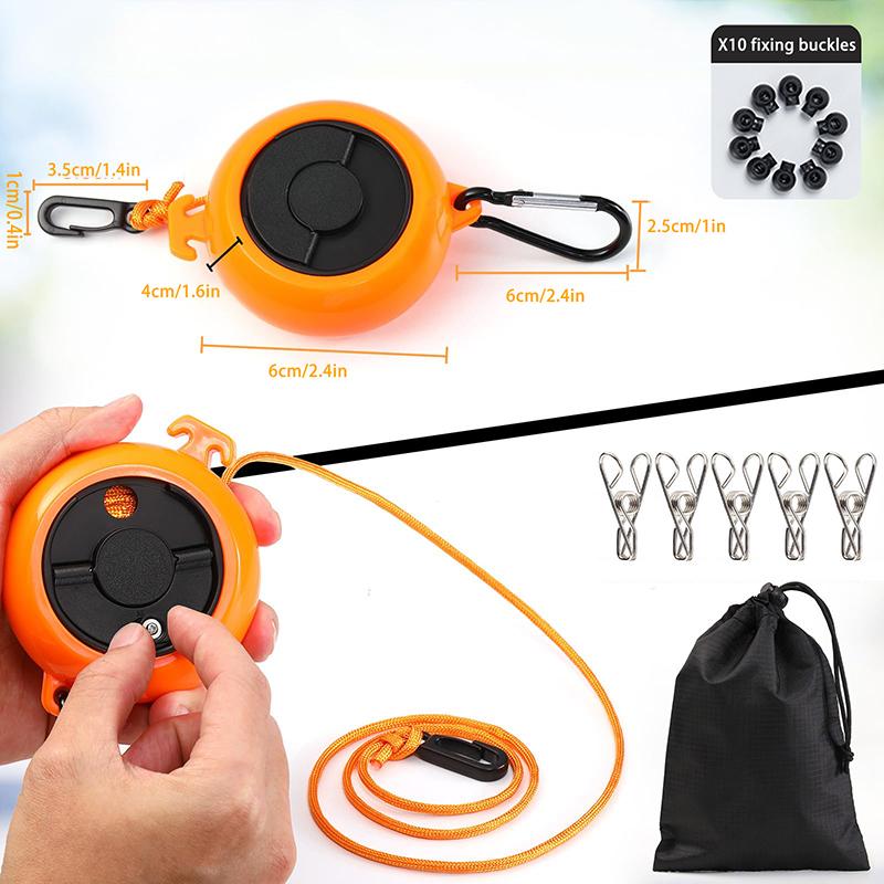 Portable Travel Clothesline Cord, Adjustable 33Ft Camping Clothes Line, Laundry Drying Rope For Hotel Trip