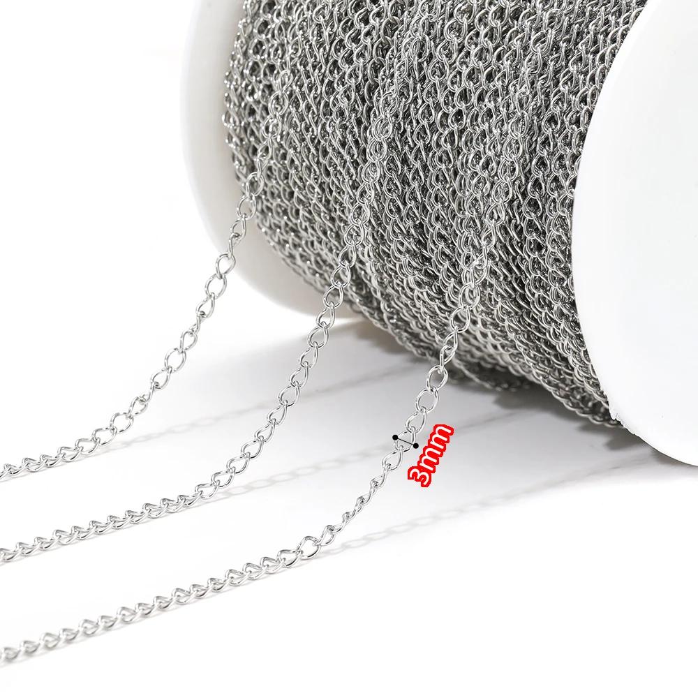 5 Meters Stainless Steel Rose Gold Necklaces Extension Tail Chain Bulk Bracelets Extender Chains for DIY Jewelry Making Supplies