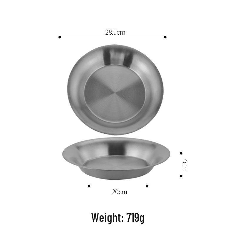 

Korean Style Thickened Stainless Steel Double-Ear Seafood and Snack Plate for Crayfish, Fries, and Fried Chicken 20cm