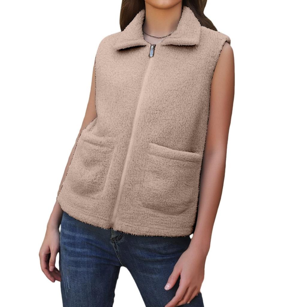 Fashionable Ladies  Winter Temperament Lambswool Thickened Velvet Warm Vest