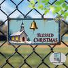 BLESSED CHRISTMAS WINTER CHURCH BELL AL Sign Vintage Durable Metal Plaque Wall Decor Religious Holiday Home Office Bar Man Ca
