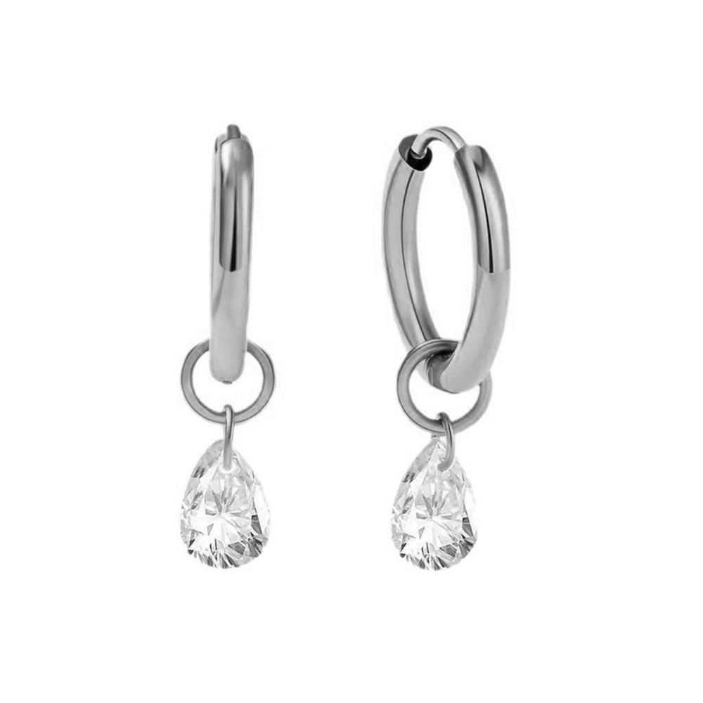 

Earrings Set for Women Girl Luxury Zircon Stainless Steel Cartilage Piercing Hoop Earring Statement Jewelry
