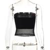 Mesh Corset Black Crop Top Women Patchwork Tube Top Sexy Sleeveless Off Shoulder Cami Summer Streetwear Slim Strapless Tank Tops