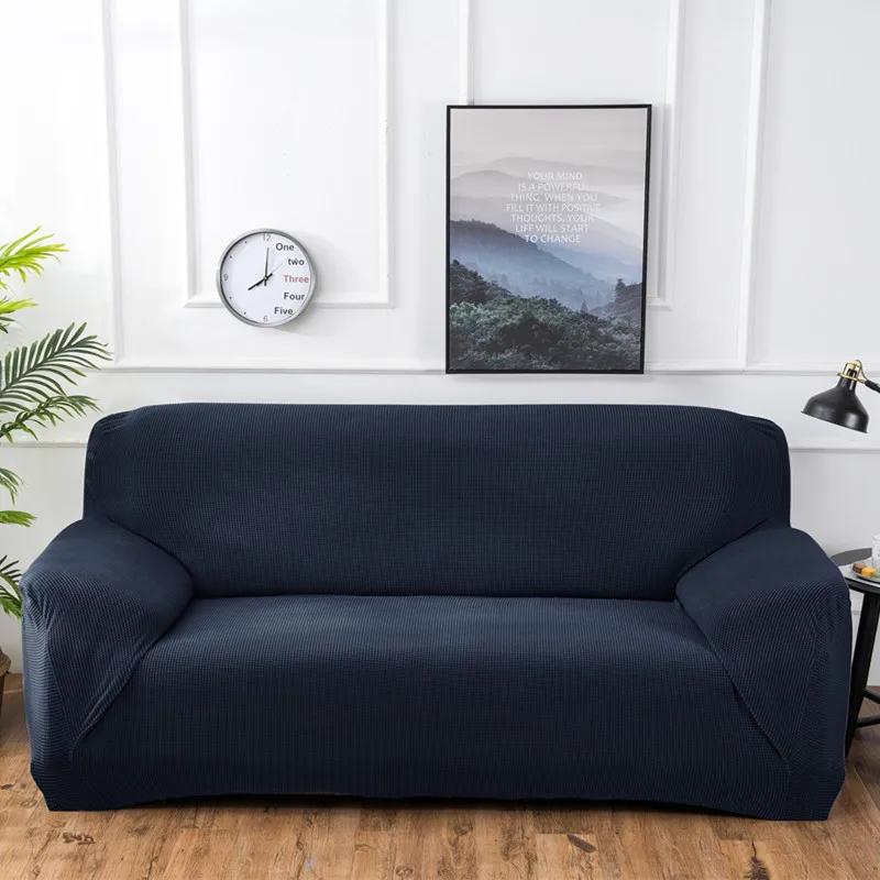 Autumn Winter Thickened Polar Fleece Elastic Sofa Cover All-inclusive Plaid Dust Slipcover Solid Color Full Cover Sofa Cover
