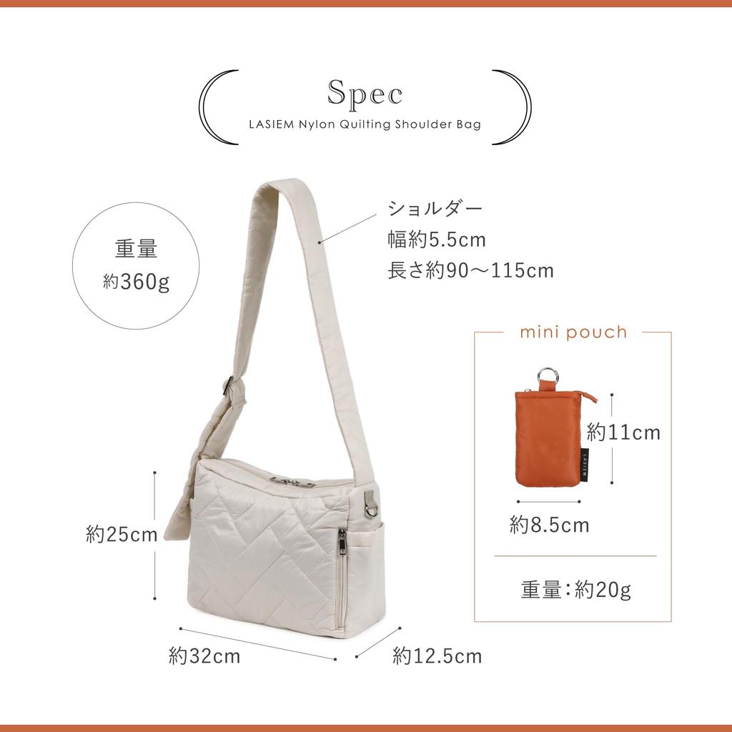 LASIEM Lightweight Shoulder Diaper Crossbody A4 Large 13 Stylish for and Travel Women's Bag, Bag, Bag, Size, Water-Repellent Nylon, Capacity,