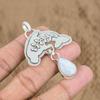 Natural Rainbow Moonstone Gemstone Pendant Fish 925 Sterling Silver Jewelry