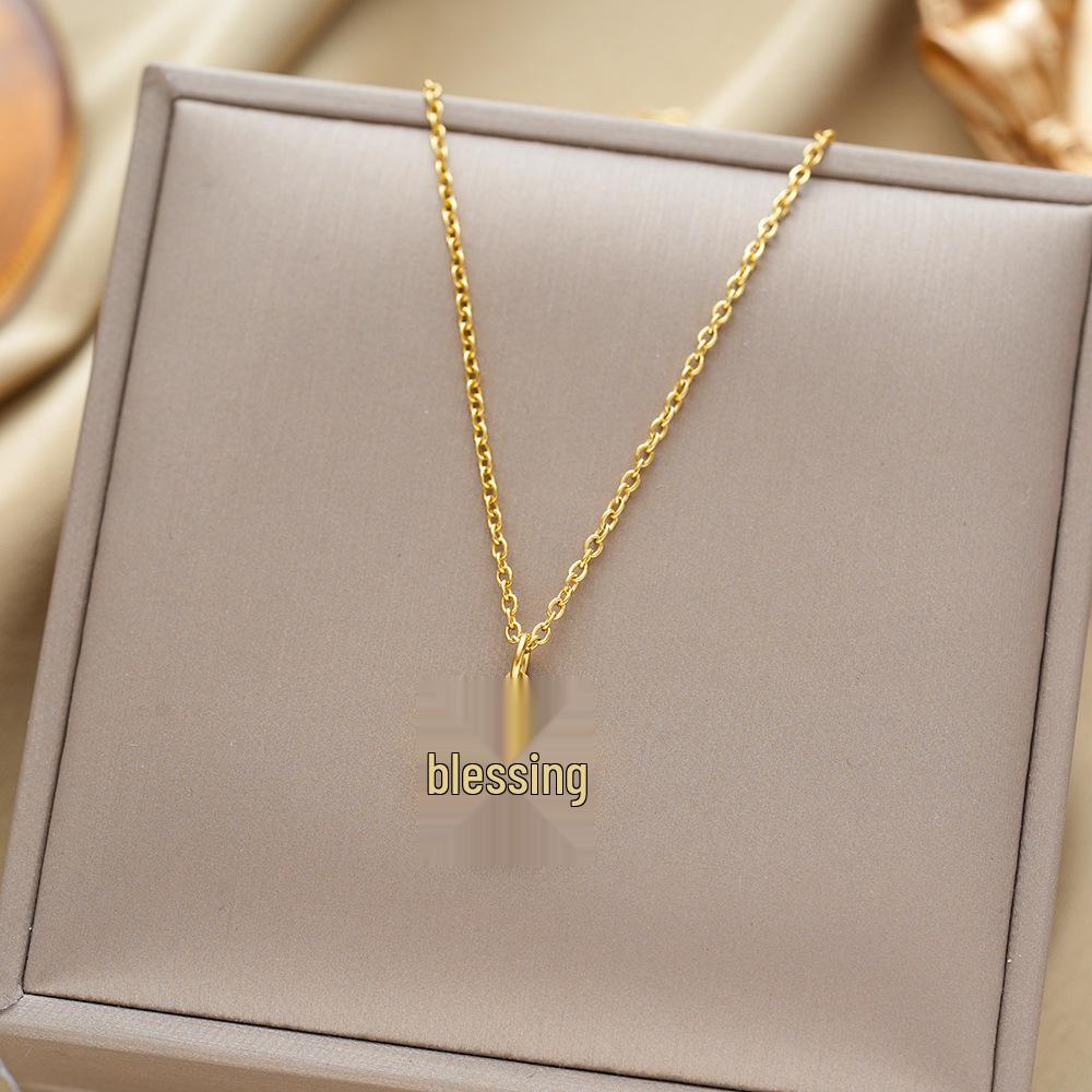 Exquisite 18K Gold-Plated Titanium Steel Necklace - Women's Clavicle Chain Jewelry, Fade-Resistant