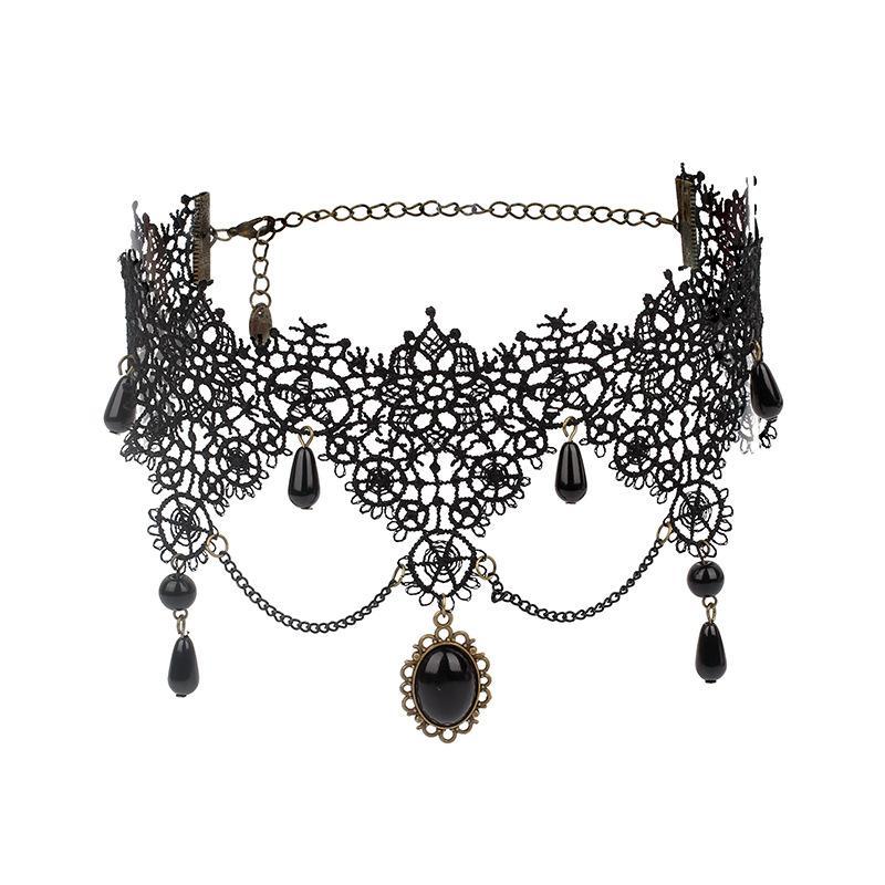 Lady Chokers Leaf Tassel Women Neck Jewelry Accessory Girl Lace Gothic Vintage Sexy Fashion Velvet Rose Beads Flower Necklace