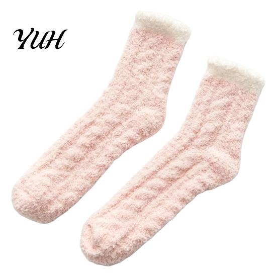 Winter Floor Socks for Home Thickened Plush Women, Soft Coral Fleece Slipper with Extra Thick Velvet Towel Bottom Cushioning, Thermal Autumn