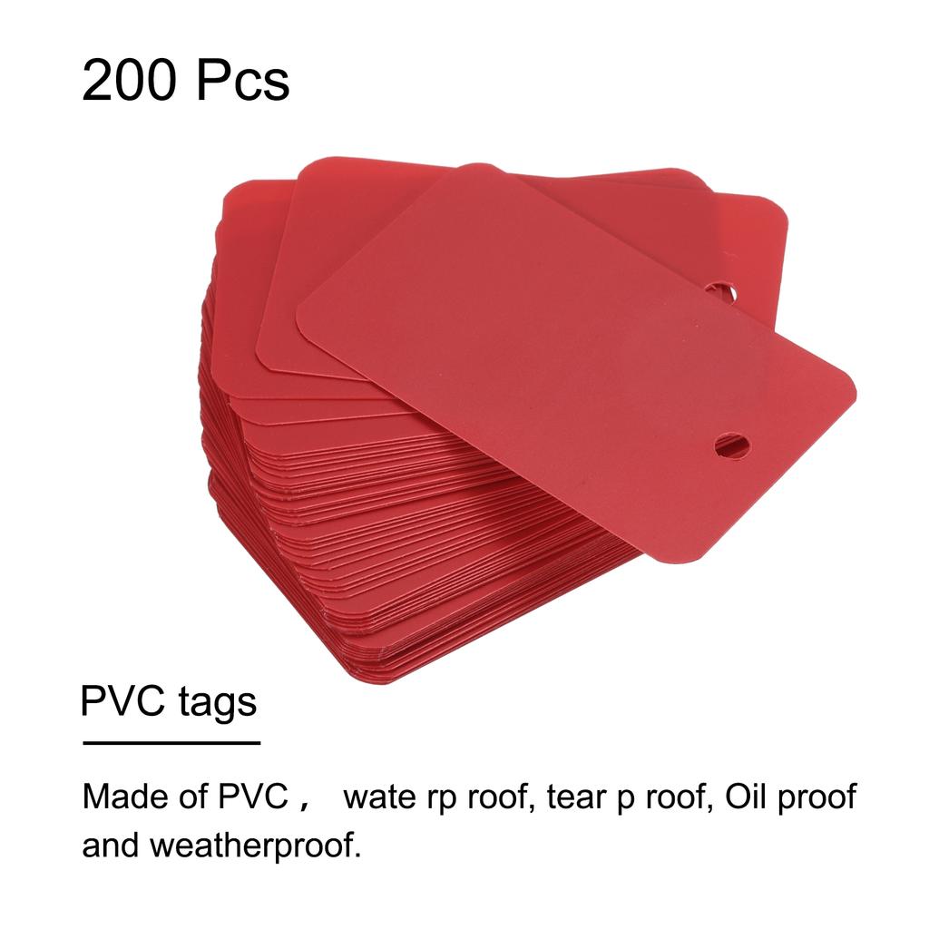 200 Pack Waterproof Eyelet Hole Plastic Shipping Tags Blank Labeling Tags for Product Identification Tags 3.5x6cm