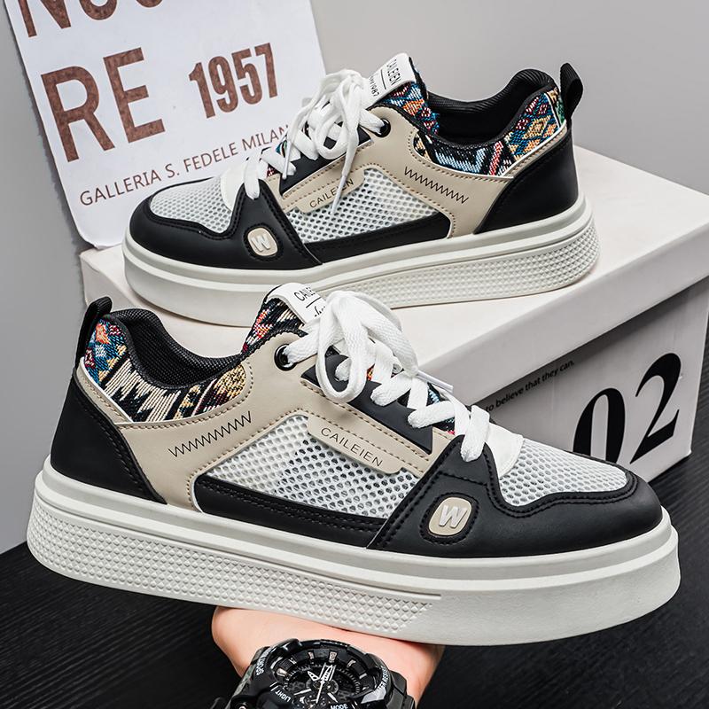 Men Breathable Mesh Board Shoes Hollow Casual Sneakers Lightweight Summer Walking Shoes Daily Comfort 39 To 44