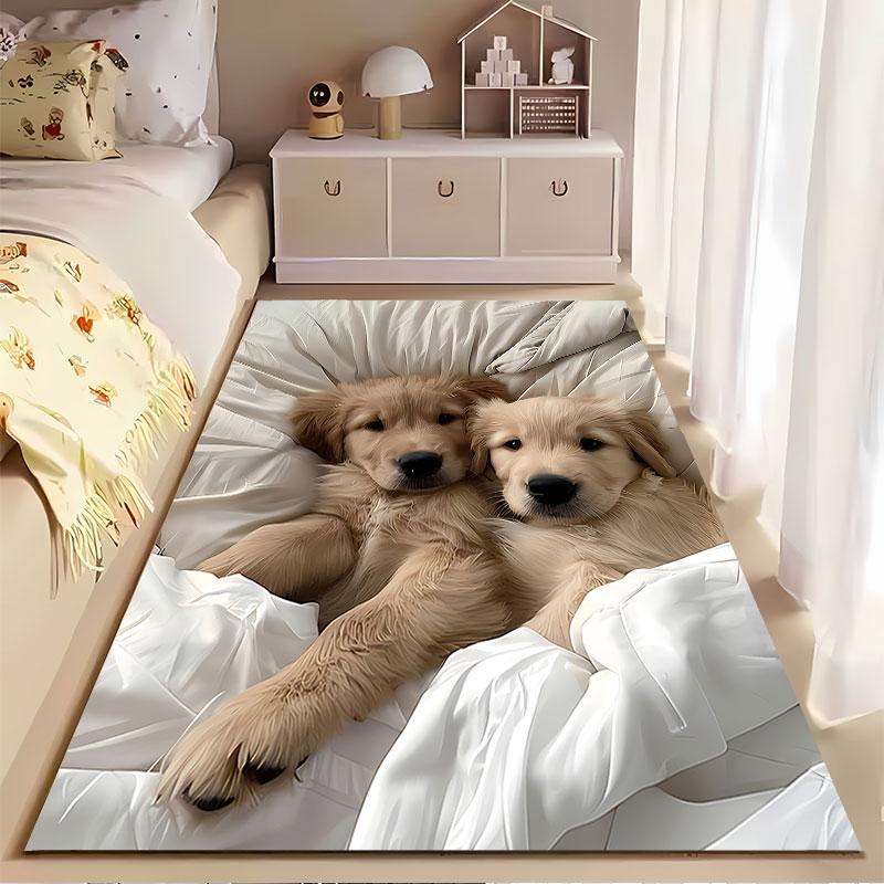 Golden Retriever Puppy Duo Suitable As a Non-slip Mat for the Living Room or Bedroom Sofa