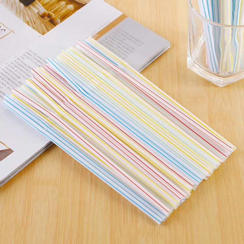 ZISIZ Colorful Bendable Disposable Plastic Straws