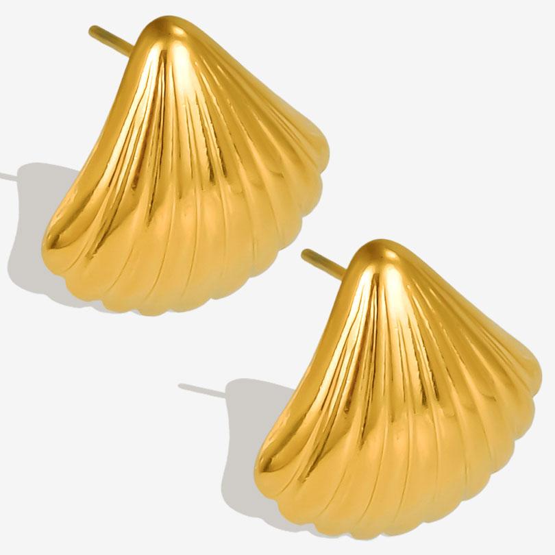 Real Gold Plated Ocean Animal Sea Star Conch Shell Metal Spiral Stainless Steel Ear Studs Earring For Women Men Jewelry Piercing