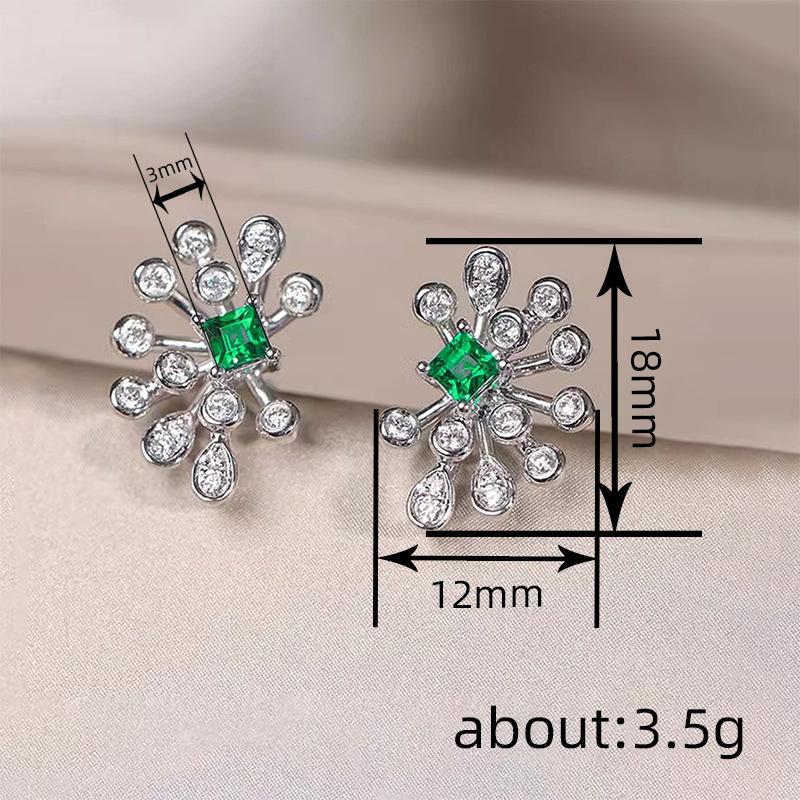 Xiaomi Huitan Fashion Design Women Stud Earrings Elegant Versatile Daily Lady Party Accessories Inlaid Shiny Green CZ Luxury Jewelry