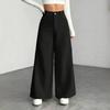 Winter Casual High Waist Wide Leg Pants Versatile Workwear Long Trousers Women