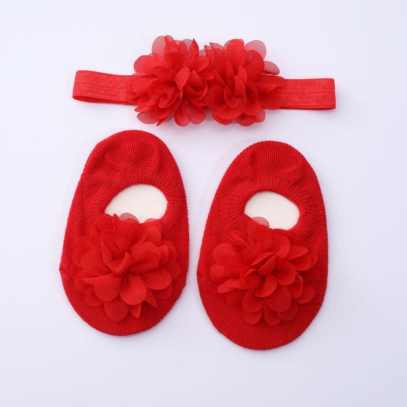 Socks + Headband Set Baby Princess Flower Socks 0-12M Toddler Cute Socks 0-24 Months