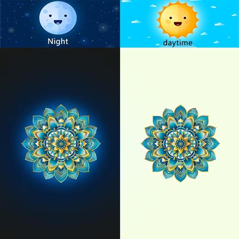 Glow-In-The-Dark Flower Fairy Mandala Toilet Sticker Bathroom Decoration Toilet Lid Decorative Decal Self-Adhesive Removable