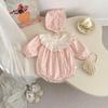 Baby Girl Sweet Plaid Romper Bodysuit with Hat