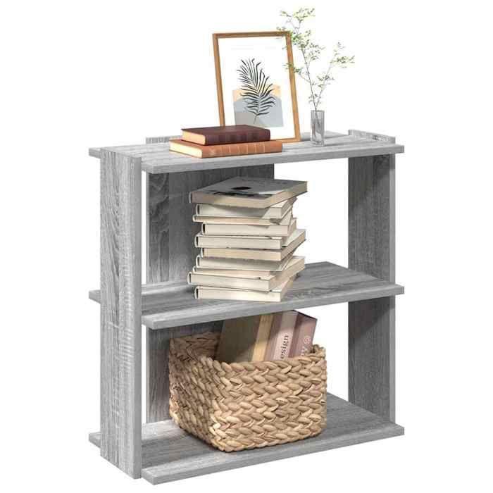 VidaXL Bibliothèque 3 niveaux sonoma gris 60x30x60cm bois d'ingénierie, étagère, étagère à livres, étagère de rangement, 860252